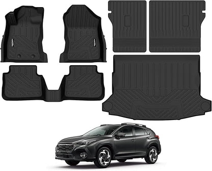 Tongama-Floor Mats for 2024 2025 2026 Subaru Crosstrek & Impreza Gas (Not for Hybrid), All Weather TPE Floor Liners and Trunk Mat and Backrest Mats Protectors for Subaru Crosstrek Interior Accessories