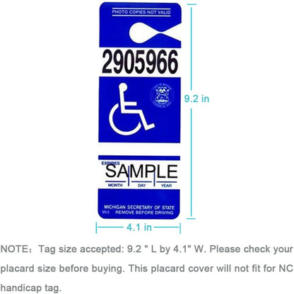 Handicap Placard Holder - Ultra Transparent Disabled Parking Permit Placard Protective Holder Cover with Large Hanger by Tbuymax (Set of 2)