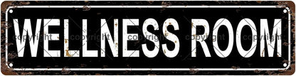WELLNESS ROOM Space Vintage Metal Tin Street Sign Bar Cafe Garage Cave Home Room Wall Bathroom Farmhouse Garden Porch Patio Decor, 16 x 4 Inch
