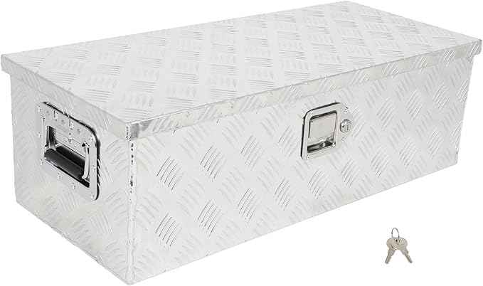 SCITOO 30 Inch Diamond Plate Truck Bed Tool Box,Heavy Duty Aluminum Crossover Storage for Most Full Size Pickups,Lockable Weatherproof Chest,Fits 30" Truck Beds,Easy Access to Load and Unload