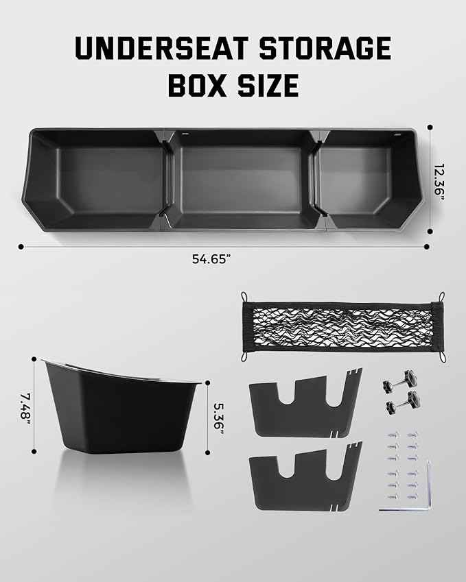DiffCar® Truck Underseat Storage for Ford F150: 2015-2026 SuperCrew/Crew Cab, Rear Under Seat Organizer Tool Box Car Accessories for Ford F-150 F250 F350 F450 F550 Super Duty(w/Detach Bin & Mesh Net)