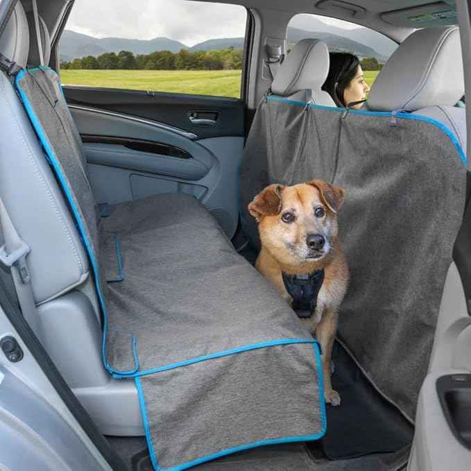 Kurgo Coast to Coast Hammock - Waterproof Backseat Dog Hammock for Full Coverage - Car Seat Protector with Rufftex Floor Guard - Durable Travel Gear - Stain Resistant - Heather Charcoal Grey