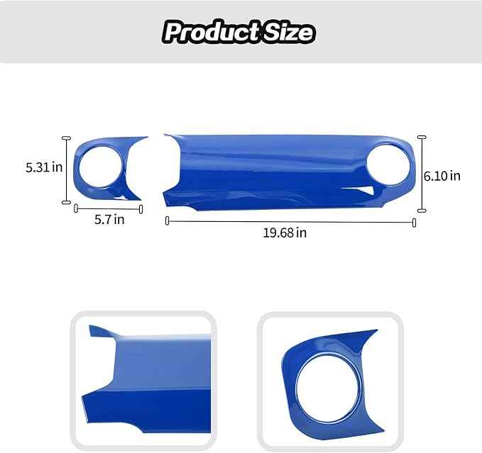 JeCar 2pcs for 2024+ Jeep Wrangler JL Blue Interior Accessories Center Console Dash Panel Cover Trim