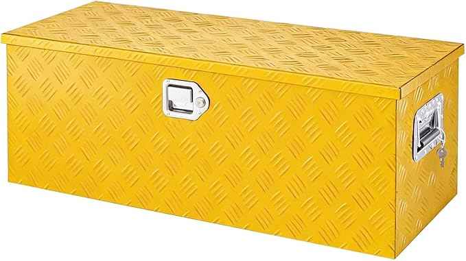 Aluminum Truck Bed Tool Box 36'', Lockable Pickup Toolbox with Gas Lift Lid, Large Storage Chest with Organizer for Small Parts, Weatherproof Heavy Duty Steel Aluminum Tool Box for Work Truck, RV
