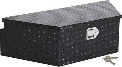 39 Inch Aluminum Trailer Tongue Tool Box, Heavy Duty Utility Storage Box with Lock and Keys, Diamond Plate Waterproof Trailer Box Organizer for Pick Up Truck Beds - Black