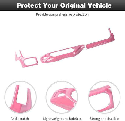 CheroCar for JL Center Console Headlight Air Conditioning Control Panel & Co-Pilot Handle Panel Interior Accessories fit for Jeep Wrangler JL JLU 2024+,Pink