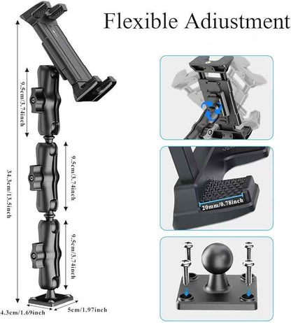 OHLPRO Heavy Duty Drill Base Tablet Mount Holder, 360° Adjustable iPad Mount Truck Dashboard, 3-Stage Stand for 5-13" iPad Pro Air Mini Galaxy Tab Switch, Tablet Vehicle for Car Wall Desk