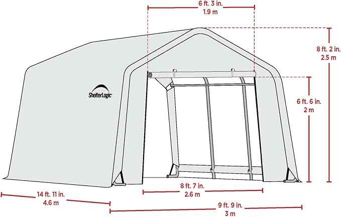 ShelterLogic Peak Style Roof Instant Garage Carport Car Canopy with Steel Frame and Waterproof UV-Treated Cover
