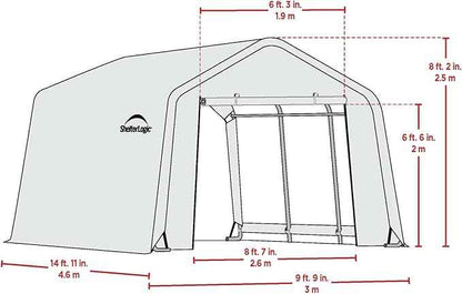 ShelterLogic Peak Style Roof Instant Garage Carport Car Canopy with Steel Frame and Waterproof UV-Treated Cover