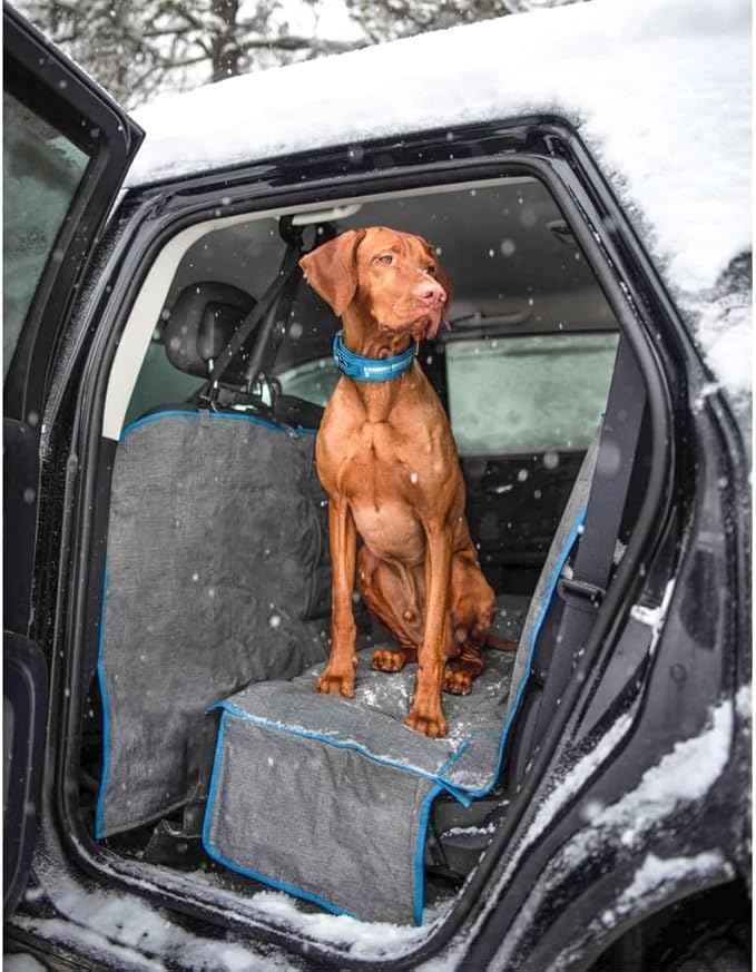 Kurgo Coast to Coast Hammock - Waterproof Backseat Dog Hammock for Full Coverage - Car Seat Protector with Rufftex Floor Guard - Durable Travel Gear - Stain Resistant - Heather Charcoal Grey