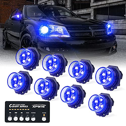 Blue LED Hideaway Strobe Lights Kit (8 Count)