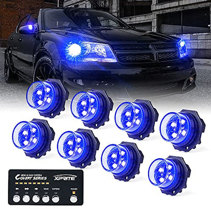 Blue LED Hideaway Strobe Lights Kit (8 Count)