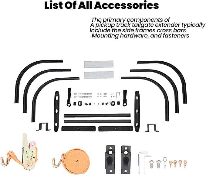 Truck Bed Extender,Aluminum Bilateral Retractable Tailgate Extender,52"-62.6"|23"–26.7"|H18,Fits for Ford F150,Titan,ToyotaTundra,ChevySilverado,GMC Sierra,Ram 1500/2500/3500,with Pair of Brackets