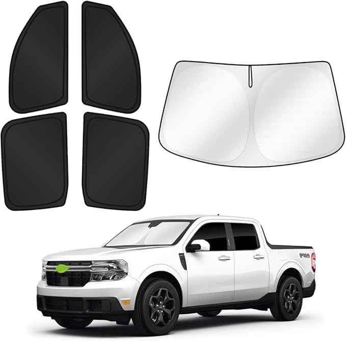 Sunshades for 2022-2025 2026 Ford Maverick Accessories Windshield Sun Shade Side Rear Window Shade Cover Sun Visor Shield Privacy Protection for Camping Keep Vehicle Cool Black 5PCS