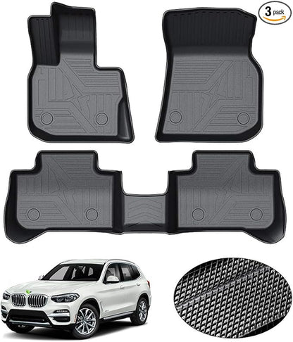KUST Floor Mats for 2018-2024 BMW X3 G01 Accessories All Weather Floor Mat Custom Fit Floor Liners 2 Row Seat Liner Set 3PCS Black Non-Slip
