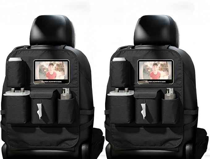 Car Seat Organizers,Multi-functional Back Seat Protectors, Storage Pouches, Child kicking prevention and Tray Holders Kick Mats Back (for Cars, Kids,and Rear Seats) (Black, 2 Pack)