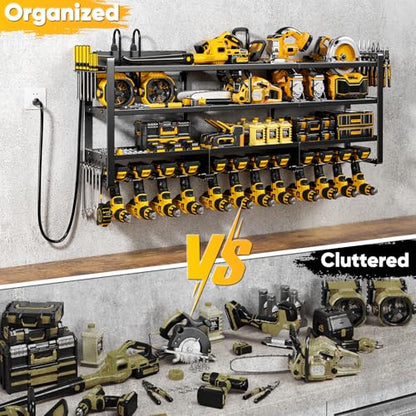 49.5" W Large Power Tool Organizer Wall Mount with Charging Station