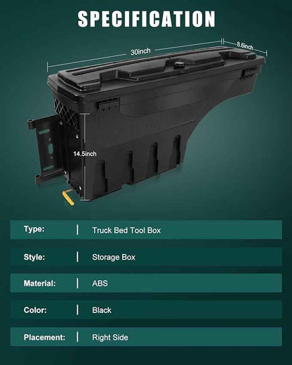 SCITOO Truck Bed Tool Box for Ford F-250 F-350 Super Duty 1999-2016 Right Passenger Side,Multi-Compartment Dividers Organized Storage,Heavy Duty & No-Drill Installation