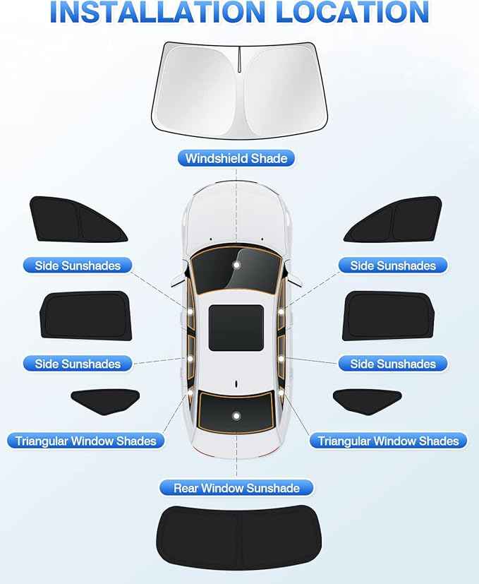 Windshield Sun Shade for 2021-2025 2026 Kia Sorento Accessories Side Rear Window Shade Cover Sun Visor Privacy Protection Keep Vehicle Cool Black 8PCS