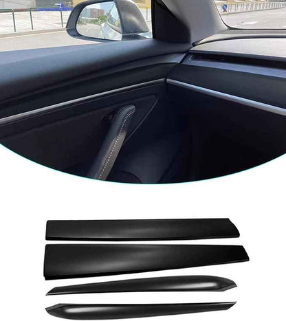 Matte Black Dashboard Cover and Front Door Cover Compatible with Tesla Model 3（2021-2023） and Model y（2019-2024 (Matte Black)