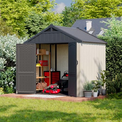 8x6 FT Resin Outdoor Storage Shed with Floor