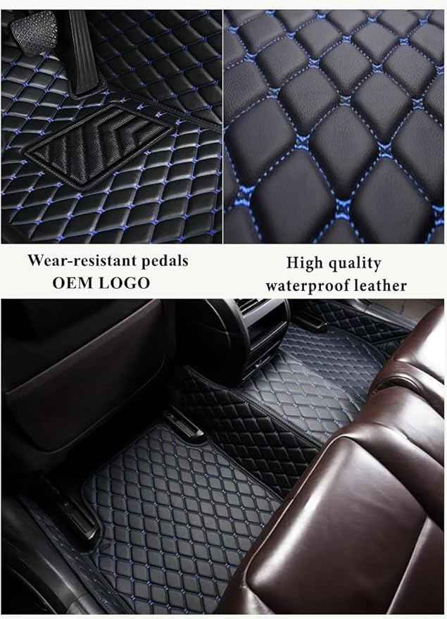 MAEVEN Customized Leather car Floor mats Suitable for 99% of car Models All-Weather Protection Waterproof Anti Slip Men's Women's car Liners (Yellow+Black Stripes)
