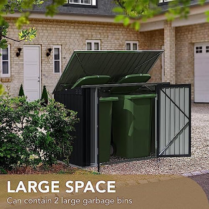 Outdoor Storage Shed 5.8 x 3.3 FT Metal Trash Shed Waterproof Outside Storage with Lid Chain Hydraulic Gas Rod for Trash Can Weeding Tools