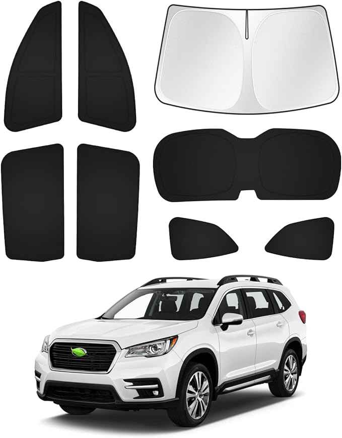 Sunshades for 2019-2025 2026 Subaru Ascent Touring Accessories Windshield Sun Shade Side Rear Window Shade Cover Sun Visor Privacy Protection Keep Vehicle Cool Black 8PCS