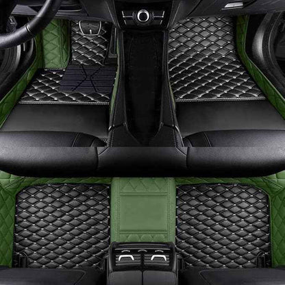 Custom Fit Car Floor Mats by SARAHS - Waterproof PU Leather Full Coverage for Most Cars, SUVs, and Trucks - Automotive Liners to Protect Vehicle Interior Floor Accessories (Black Green 2)