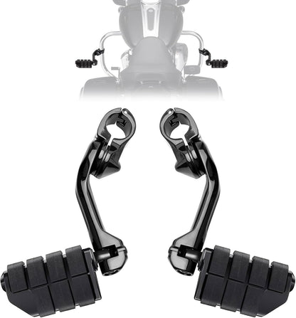 1.25" Highway Pegs Long Angled Pegs Adjustable for Harley Davidson Touring Road King Road Glide Street Glide Electra Glide Dyna Sportster Softail 1 1/4" Engine Guard Foot Peg, Black