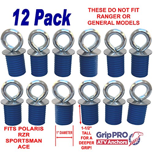 GripPRO ATV Anchors 12 Pack Fits Polaris Lock & Ride Bed Holes on RZR (12 Count)