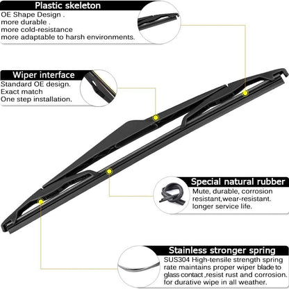 AUTOBOO 28"+28" Windshield Wipers with 12 Inch Rear Wiper Blade Replacement for Ford Focus 2012 2013 2014 2015 2016 2017 2018 -Original Factory Quality (Pack of 3)