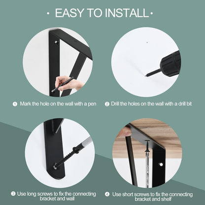 20 Pack L8 x H 6" Black Heavy Duty Shelf Brackets with Screws Metal Shelf Brackets Shelf Support Angle Brackets for Shelves L Brackets Heavy Duty Floating Shelf