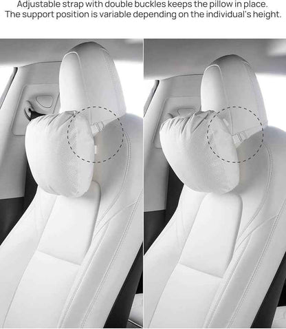 TPARTS Leather Headrest Neck Pillow for All Tesla Model Y/X/3/S(Includes Model Y Juniper 2026 2025 & Model 3 Highland 2024-2026) Accessories, Car Neck Pillow for Traveling (1pc White)