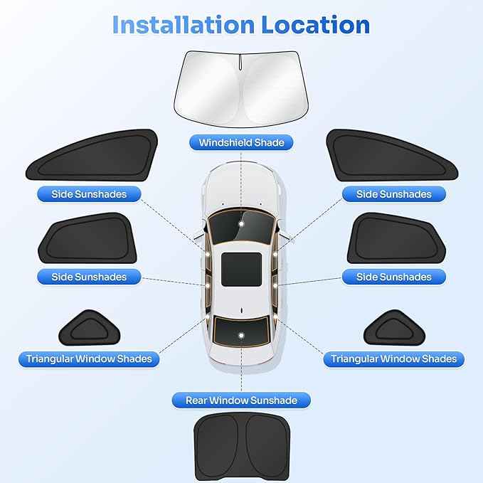 Window Shades for 2013-2021 Ford Fusion Accessories Windshield Sun Shade Side Rear Window Covers Sunshade Sun Visor Shield Privacy Protection for Camping Keep Vehicle Cool Black 8PCS