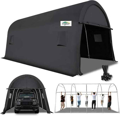 COBIZI Carport 12x20 FT Heavy Duty Portable Garage Storage Shelter Shed with All-Steel Metal Frame & Vents, Round Style Outdoor Storage Shed for Car, Truck, Boat, Patio Furniture Anti-Snow Waterproof