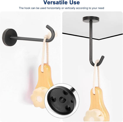 NearMoon Coat Hooks, Wall Hooks for Hanging Hat Hurse Robe, 304 Stainless Steel Heavy Duty Towel Hangers for Bathroom Livingroom Kitchen-Ceiling Hook, 6 Pack (4 Inch, Matte Black)