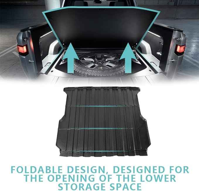 BestEvMod for Rivian R1T Truck Bed Mat Liner Foldable Accessories Pickup Heavyweight Bed Mat All-Weather Protection Compatible with Rivian R1T 2026 2025 2024 2023 2022 Accessories