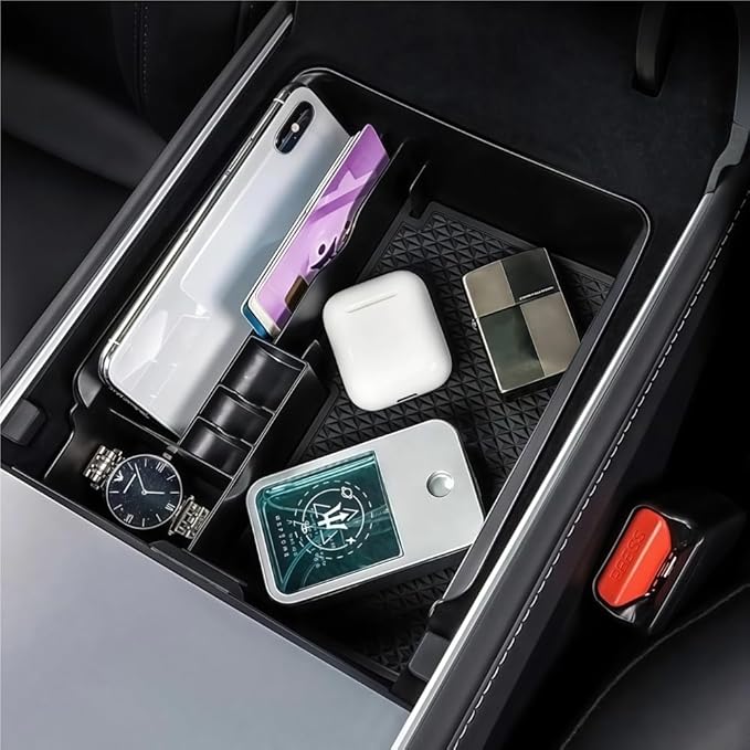 GGCLIMAX Car Organizers And Storage Car Central Control Armrest Box Storage Tray Compatible with Tesla Model 3/Y 2021-2025 ABS Plastic Organizer Accessories