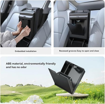 GGCLIMAX Car Organizers And Storage Magnetic Hidden Armrest Storage Box Compatible with Tesla Model 3 (2019-2023) Model Y (2021-2024) ABS Center Console Organizer