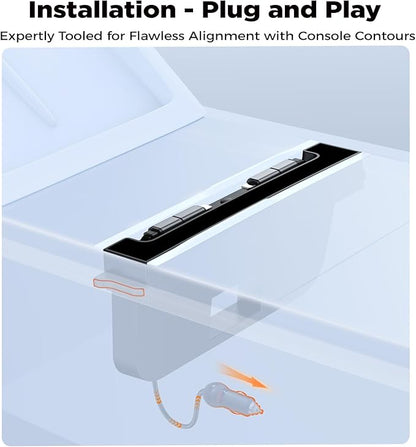 USB Hub for Tesla Model Y Juniper 2025-2026 & Model 3 Highland 2024-2025 Accessories, 120W USB-C Fast Charging with Retractable Cables, 2-Port Built in RGB Ambient Light fit Center Console
