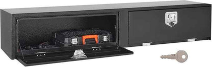 VEVOR Truck Tool Box, 72 x 13 x 16 Inch, Black Carbon Steel Topsider Toolbox with Dual Drop Doors, Heavy Duty Lockable Storage & Organization Box with Latch, Corrosion-Resistant, for Truck Bed Pickup