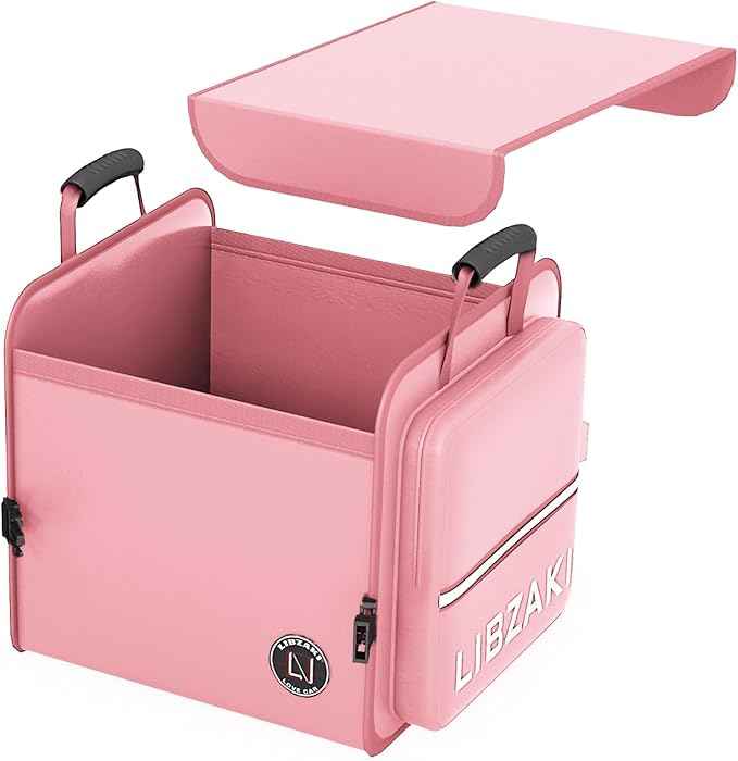 LIBZAKI Car Trunk Storage Organizer, Collapsible Trunk Storage Box for Car Truck SUV-Pink