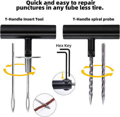 Tire Repair Kit, 102 Pcs Heavy Duty Tire Plug Kit for Car, Universal Tire Patch kit to Fix Punctures and Plug Flats, tire Repair Plugs Truck, RV, ATV, Tractor, Trailer