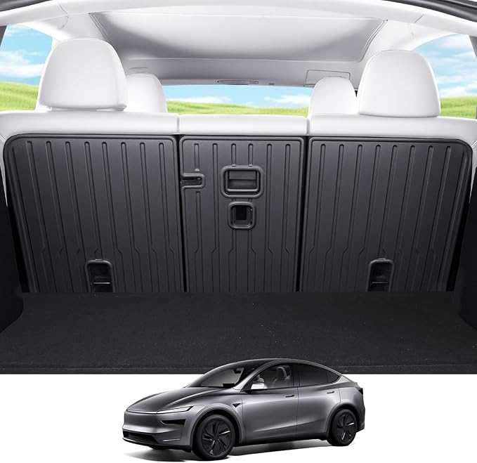 2nd Row Seatback Protector Compatible with Tesla Model Y Juniper 2025-2026 5 Seat Back Seat Cover Mat All Weather Cargo Liner Accessories | Custom Fit Trunk Protection (2PCS Backrest Protector)