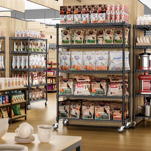 Garage Shelving Wide Storage Shelves 5 Tier Metal Shelves 4000 LBS Heavy Duty Adjustable Utility Shelf Rack Black 23.6" D x 53.1" W x 73.6" H (5 Count)