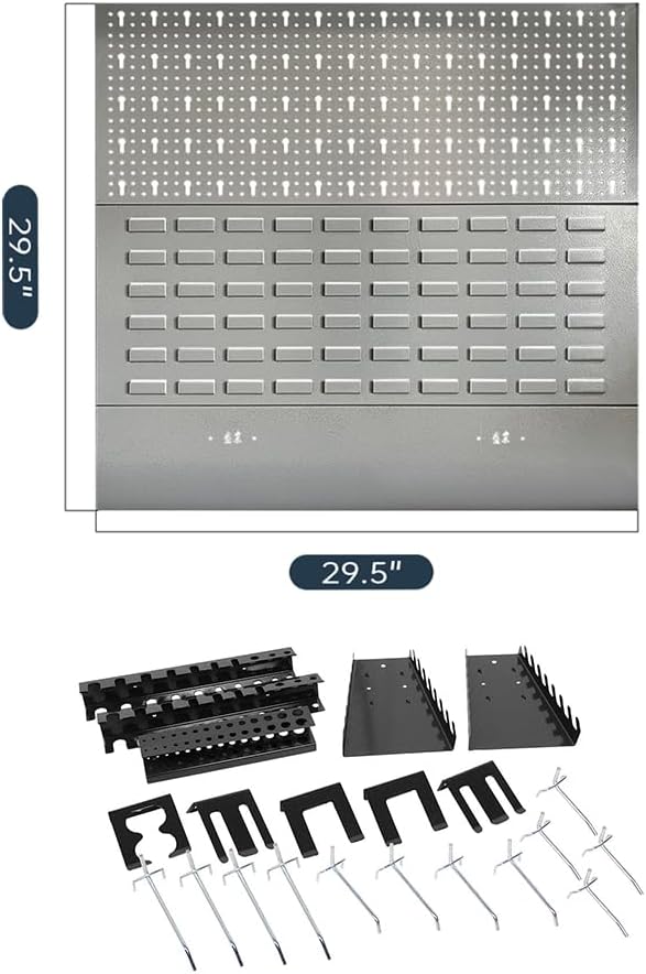 JZD Steel Garage Tool Cabinet System, for Workshop Basement Utility Room, Black and Grey, No Wall Mounting Needed