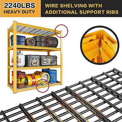 40" W Yellow Garage Shelving with Double (2 Count)