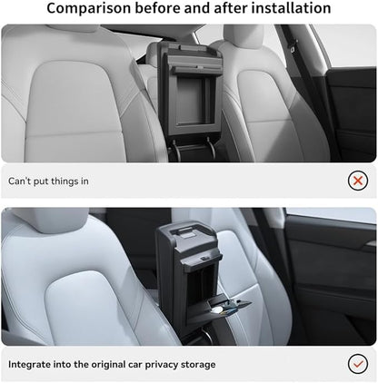GGCLIMAX Car Organizers And Storage Magnetic Hidden Armrest Storage Box Compatible with Tesla Model 3 (2019-2023) Model Y (2021-2024) ABS Center Console Organizer