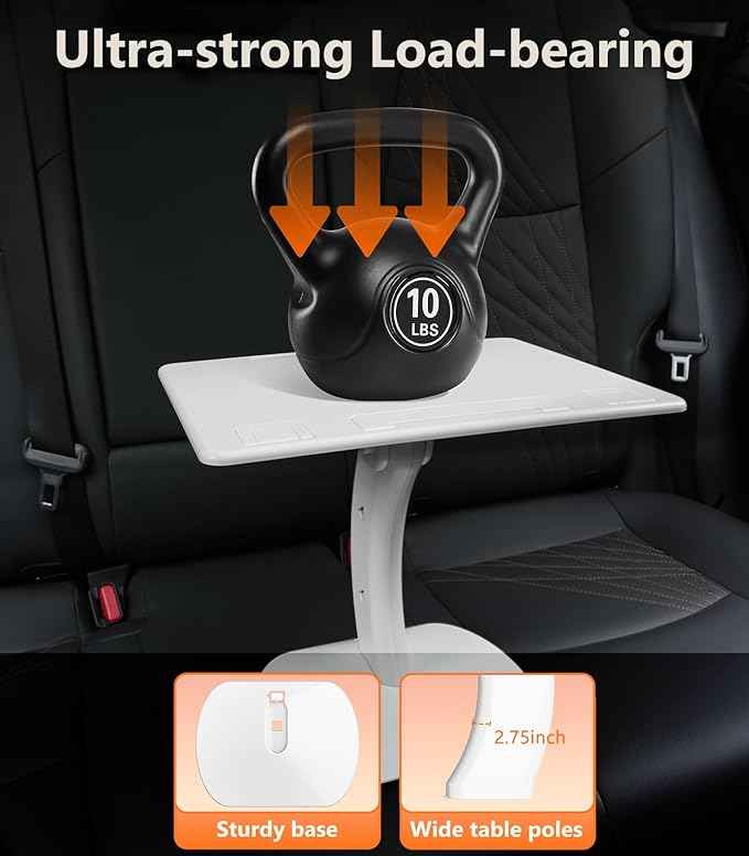Car Seat Tray Table for Kids Driver Passenger, Car Desk for Laptop Computer Tablet iPad iPhone Book, Adjustable Portable Laptop Stand for Car Vehicle Camping Travel